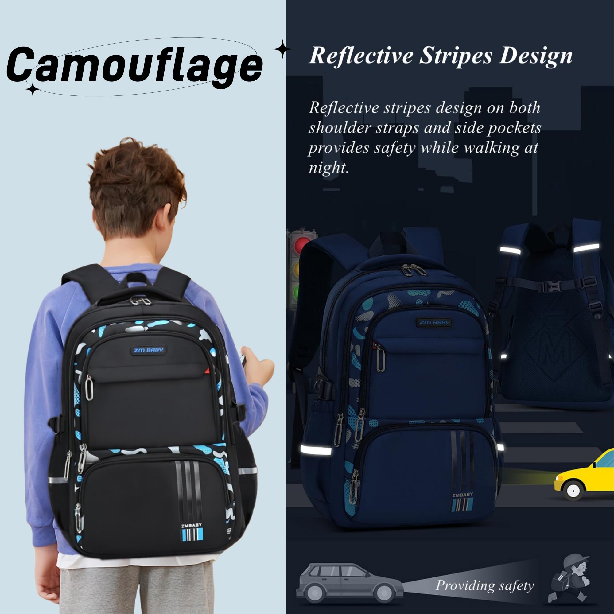 Bansusu Boys Backpack for Kids School Bag, Primary Middle School Backpack for Boys Bookbags