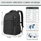Travel Laptop Backpack 17 Inch, Sturdy Professional Travel Backpack for Men Women with LifetimeWarranty, Airline Approved Big Large Business Work College Computer Backpack, Black