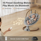 Baby Swings for Infants, Monamii Baby Swing, Bluetooth Infant Swing with Music Speaker, 5 Speeds and Remote Control, Indoor & Outdoor Use (Beige)