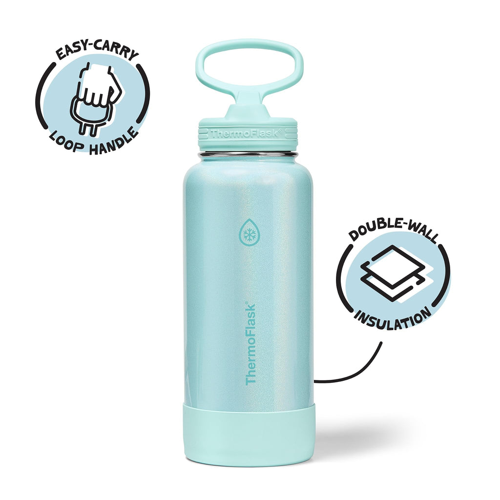 ThermoFlask Insulated Water Bottle with Straw Lid (24 oz, Purple Sunset) - Leakproof, Stainless Steel Water Bottle for Cold & Hot Drinks, Travel & Daily Hydration
