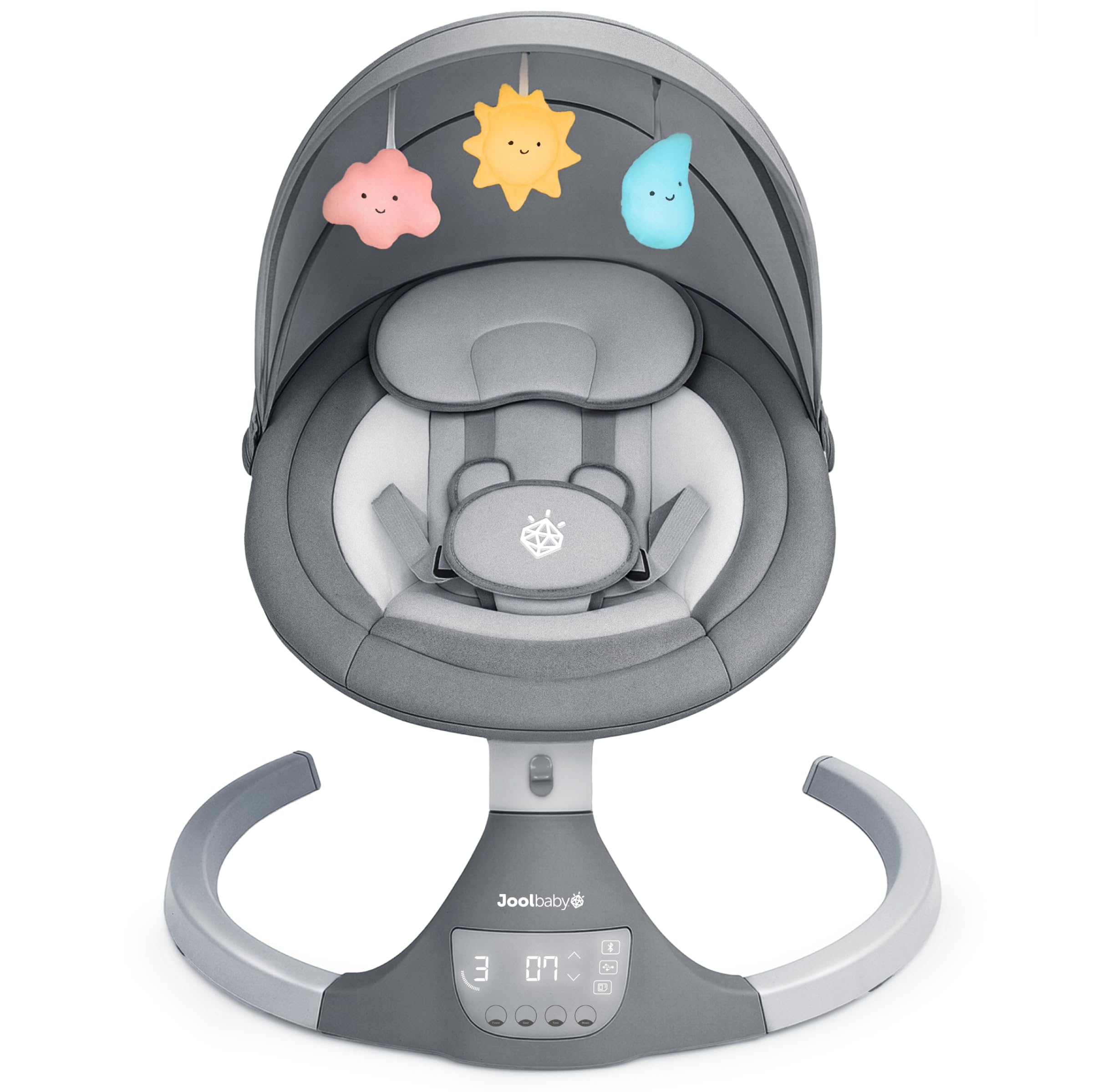Jool Baby Nova Baby Swing for Infants – Bluetooth Music, Remote (Gray) | Keep Baby Happy While Getting Things Done – Gentle Side-to-Side Motion Helps Baby Feel Content