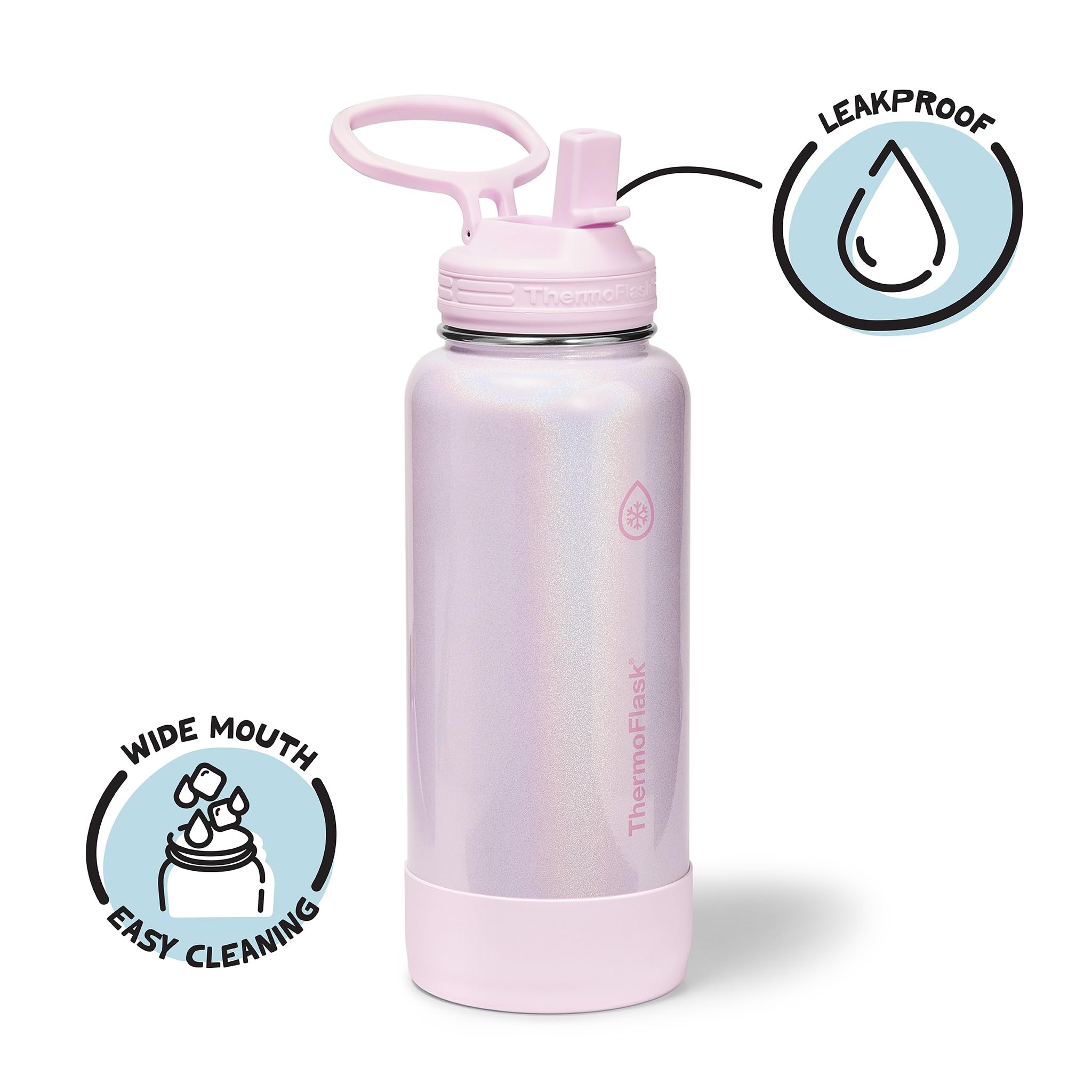 ThermoFlask Insulated Water Bottle with Straw Lid (24 oz, Purple Sunset) - Leakproof, Stainless Steel Water Bottle for Cold & Hot Drinks, Travel & Daily Hydration