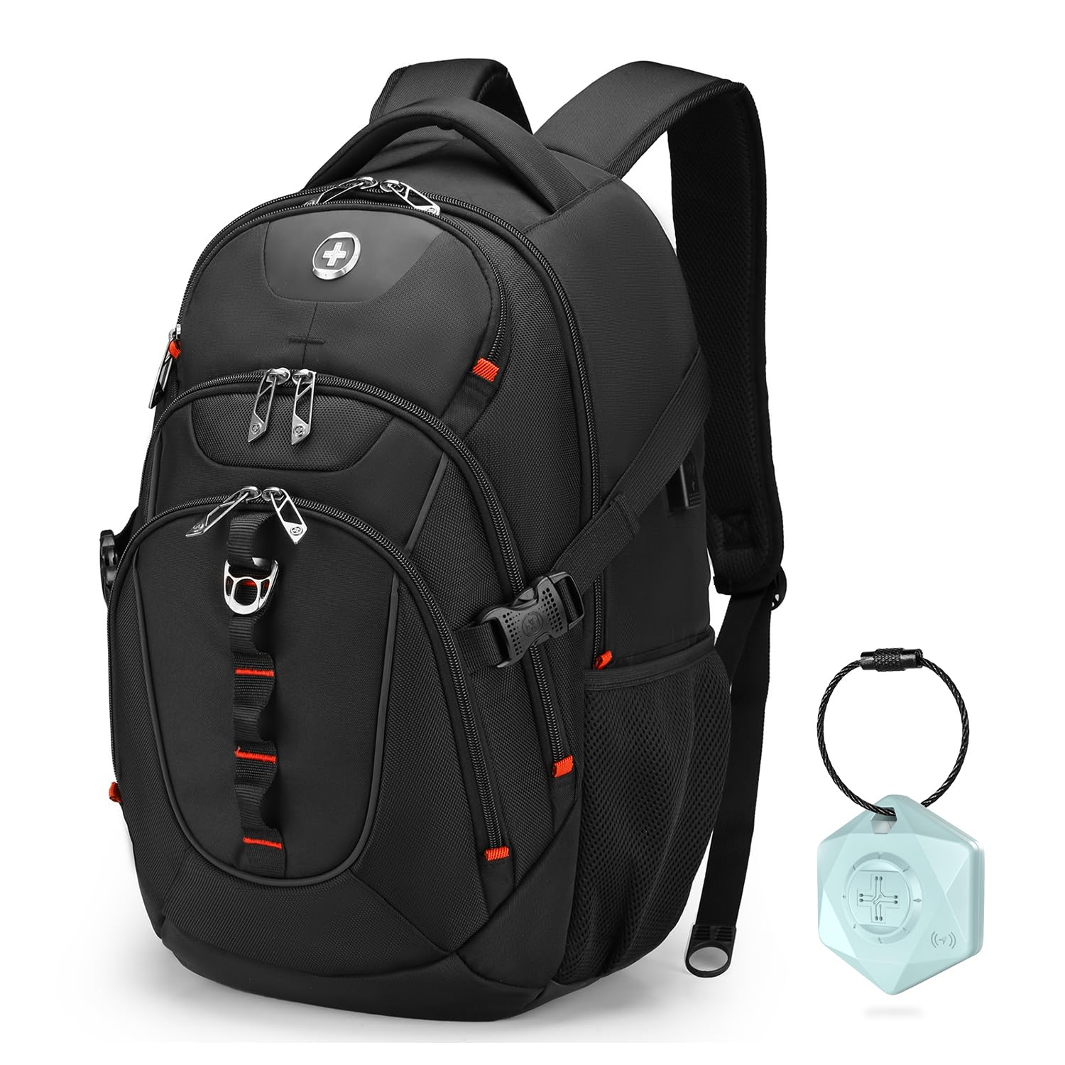 Swissdigital Design Laptop Backpack with USB Charging Port, Travel Backpack Fits 15.6 inches Computer, 31L College School Backpack for Men, Black | SD803-01