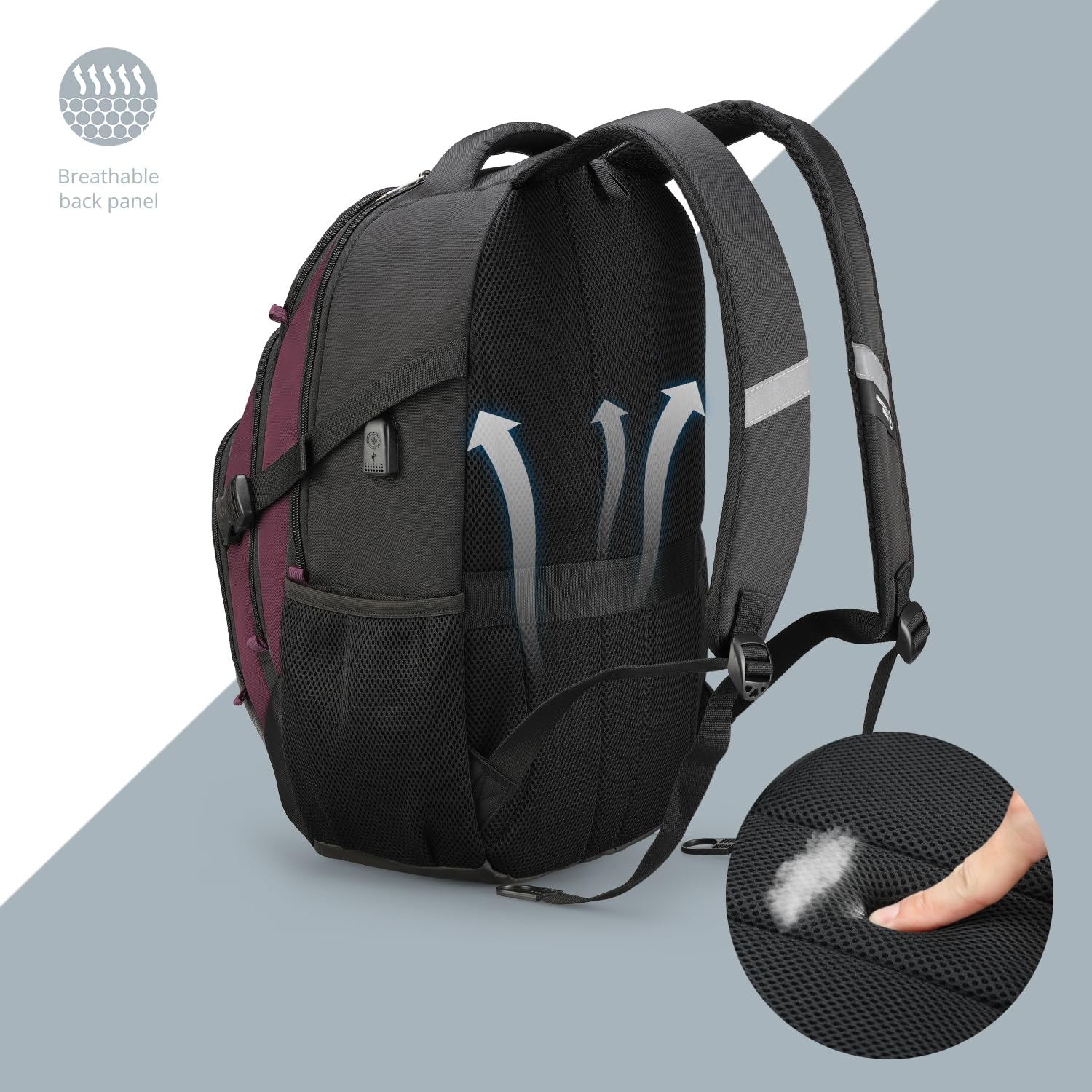 Swissdigital Design Laptop Backpack with USB Charging Port, Travel Backpack Fits 15.6 inches Computer, 31L College School Backpack for Men, Black | SD803-01