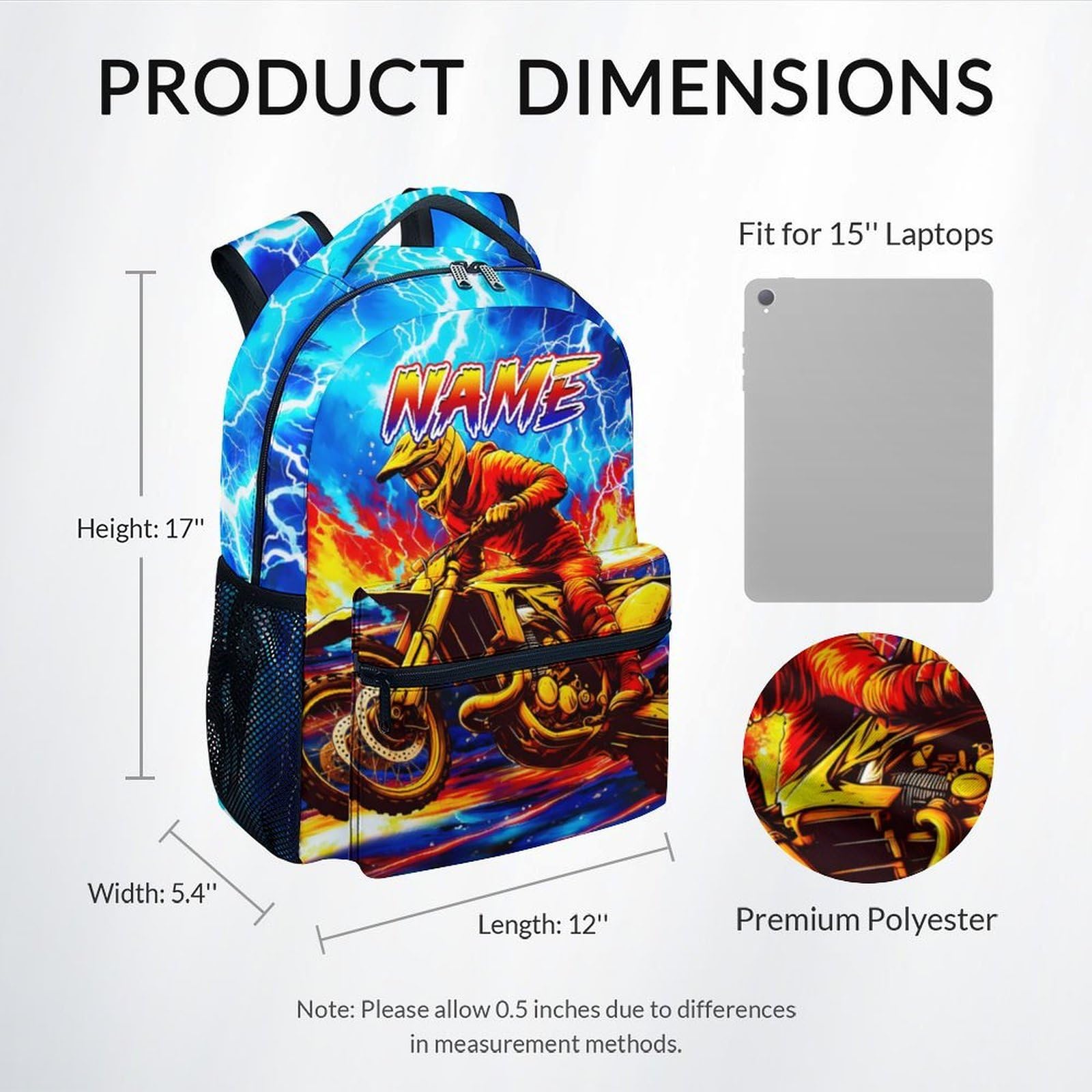 Dinosaur Backpack for Kids Personalized Boys Truck Bookbag with Name - 17 Inch Toddler School Bag with Padded Straps for Preschool Kindergarten Elementary