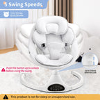 LAREX Baby Swing Infant Swing Electric Toddler Baby Rocker Portable for Newborn Boy Girl, 5 Sway Speeds with Remote Control, 10 Preset Melodies and Bluetooth, 0-6 Months Max 20 Lbs (Black)