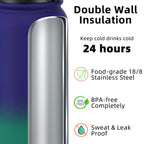 Fanhaw 20 Oz Kids Insulated Stainless Steel Water Bottle with Straw Lid, Leakproof & Anti-Dust Everyday Use Bottle for School, Women & Men, Back to School Essentials (Black)