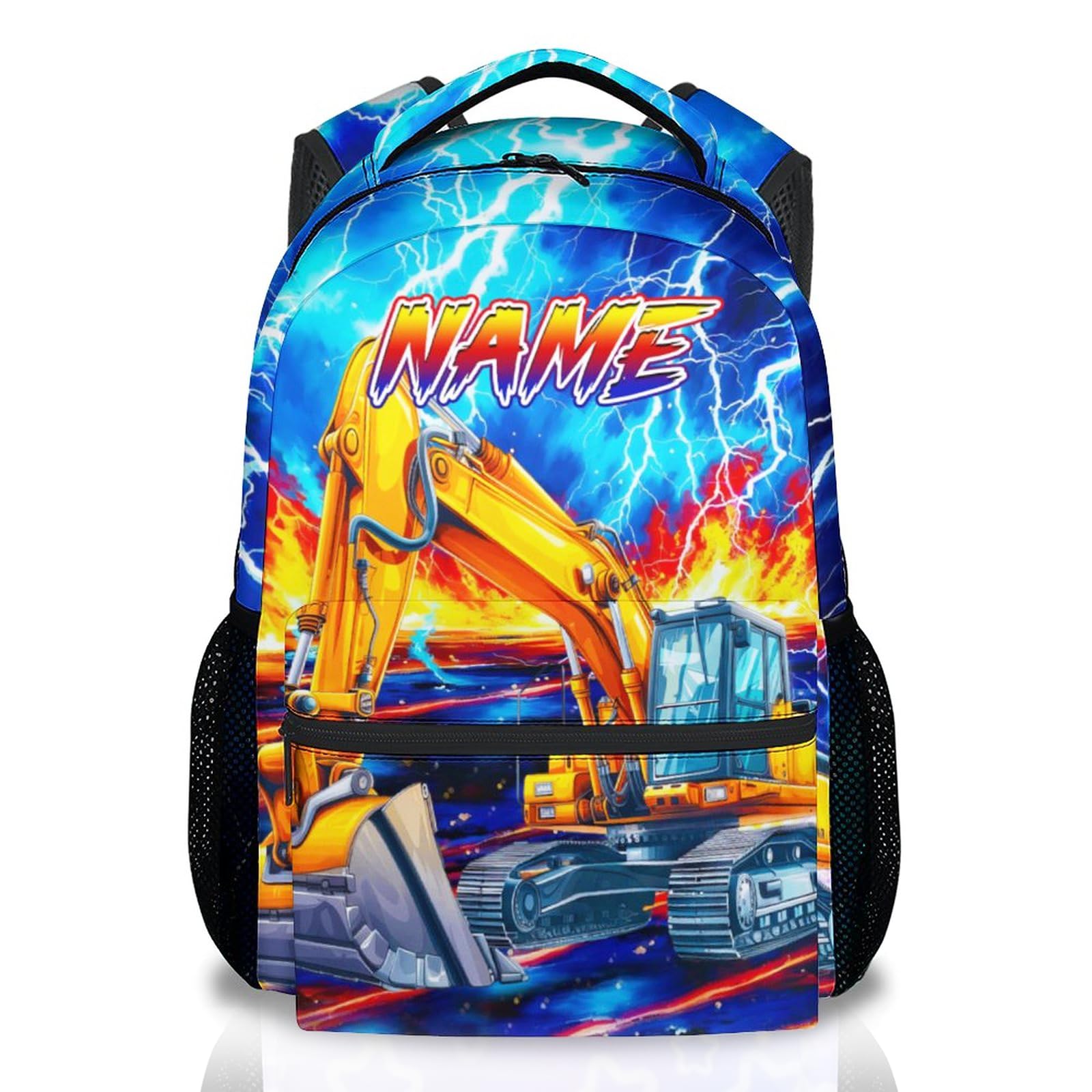 Dinosaur Backpack for Kids Personalized Boys Truck Bookbag with Name - 17 Inch Toddler School Bag with Padded Straps for Preschool Kindergarten Elementary