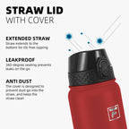 Fanhaw 20 Oz Kids Insulated Stainless Steel Water Bottle with Straw Lid, Leakproof & Anti-Dust Everyday Use Bottle for School, Women & Men, Back to School Essentials (Black)