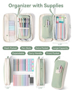 Four Candies 39 PCS Aesthetic Stationery Set with Cute Pen Case, College Supplies and Nursing Essentials, 12 Pastel Highlighters, 5 Black Gel Pens, 6 Mechanical Pencils, Pink