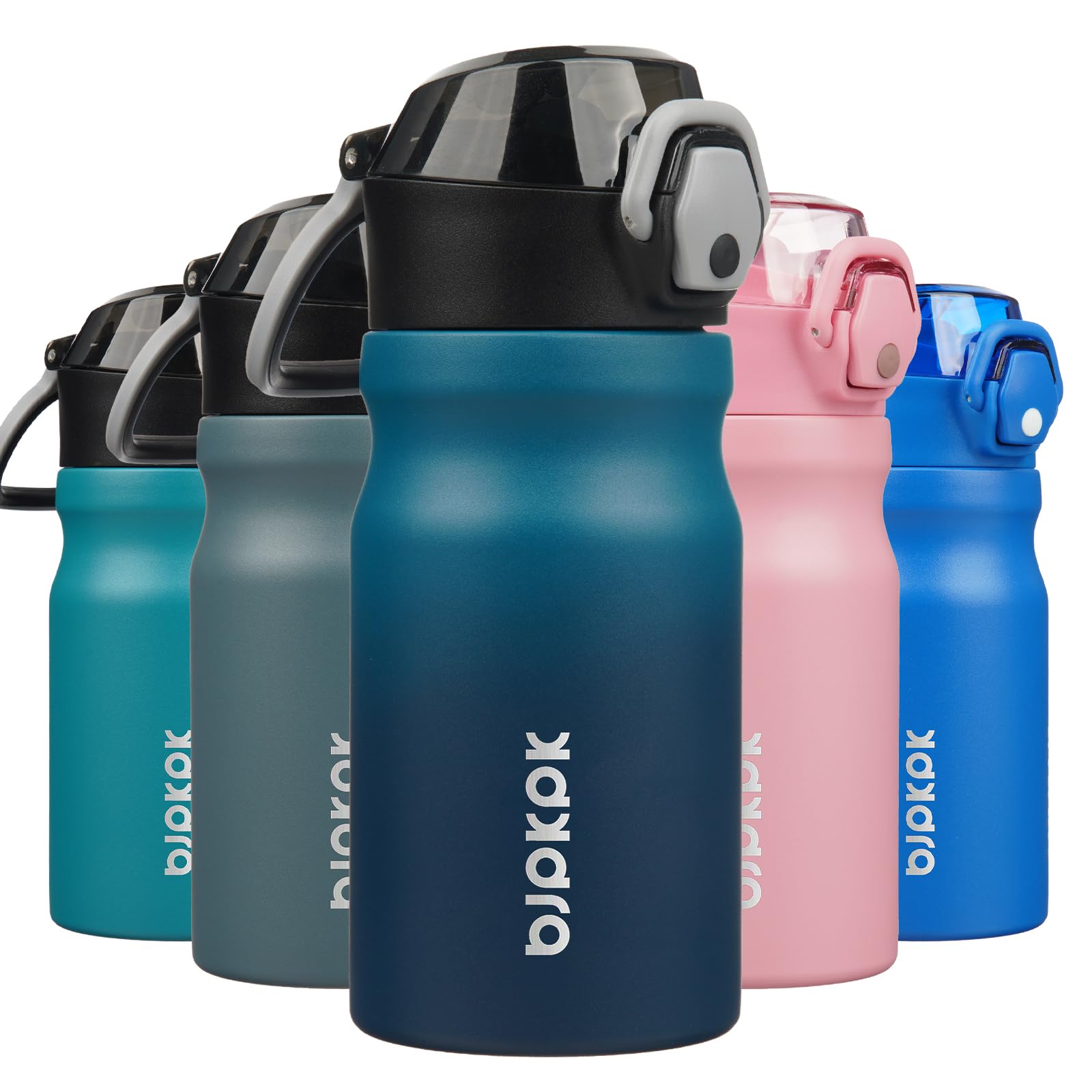 BJPKPK Insulated Water Bottle 18oz Stainless Steel Water Bottles with Straw and Carry Handle Double Wall Metal Thermal Flask,Light Blue Leopard