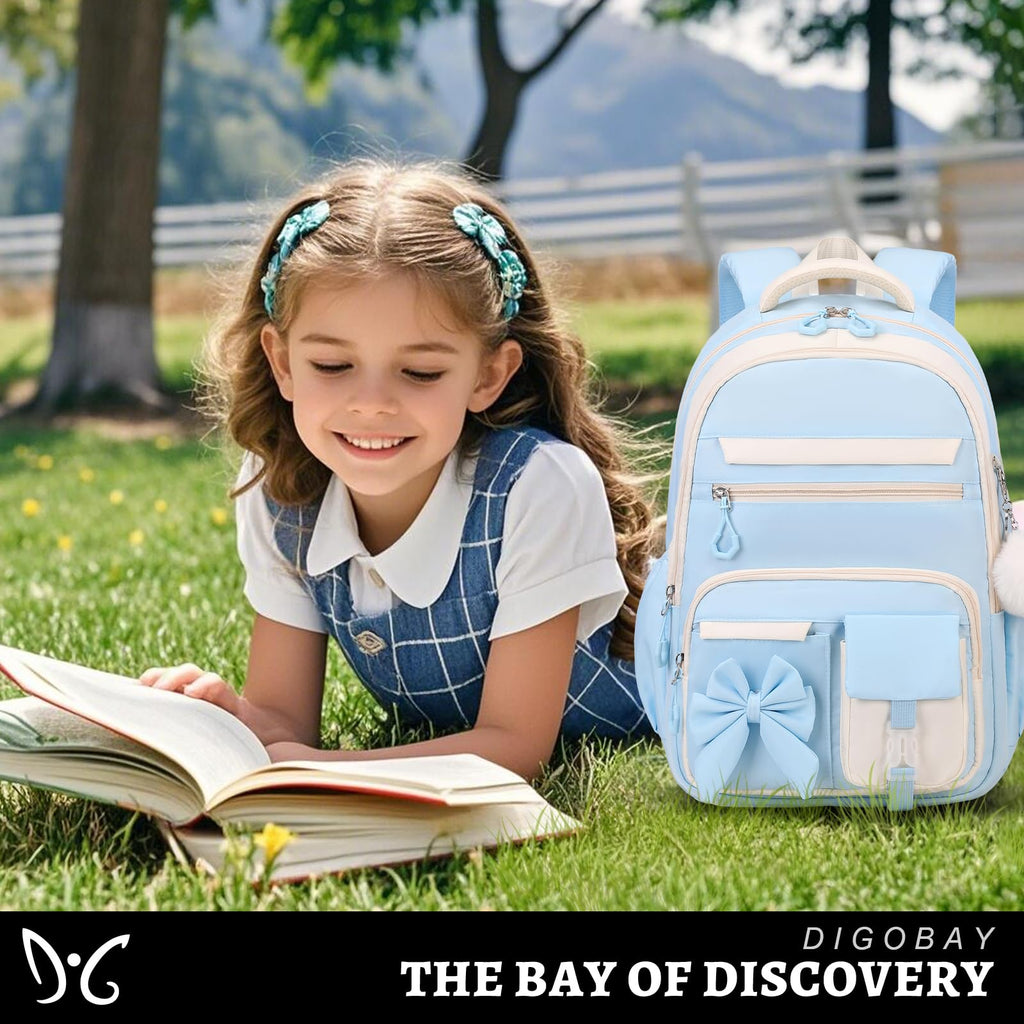 DIGOBAY Backpack for Girls, 3PCS Girls Backpack for School with Lunch Bag Pencil Case, Cute Kids Teens Bookbag for Kindergarten Elementary Preschool Middle School (Pink)