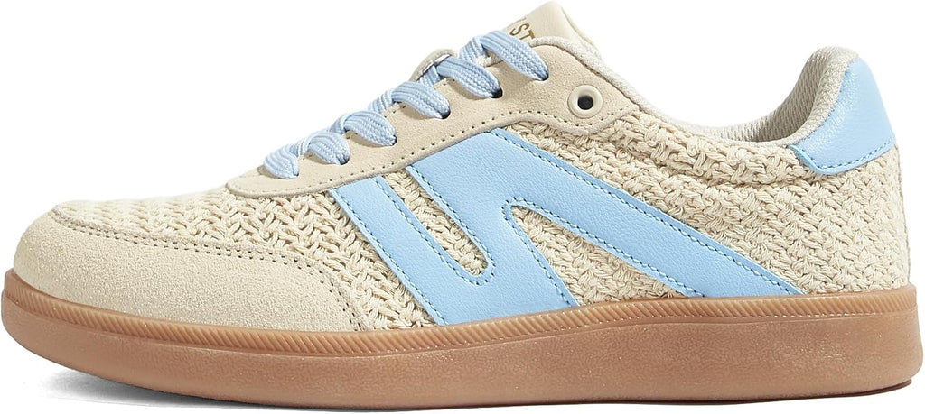LUCKY STEP Women Classic Retro Gum Sole Fashion Sneakers Casual Tennis Skate Shoe Genuine Leather Walking Footwear Anti Slip Trainers