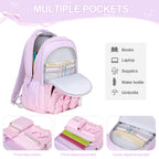 DIGOBAY Backpack for Girls, 3PCS Girls Backpack for School with Lunch Bag Pencil Case, Cute Kids Teens Bookbag for Kindergarten Elementary Preschool Middle School (Pink)
