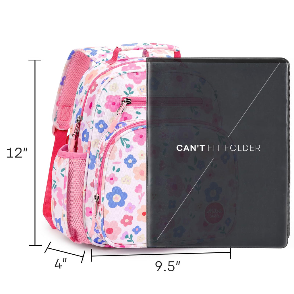 mibasies Kids Backpack for Girls: Girls Backpack 5-8 - Kindergarten Elementary School Bookbag for Girl - Flower Pink