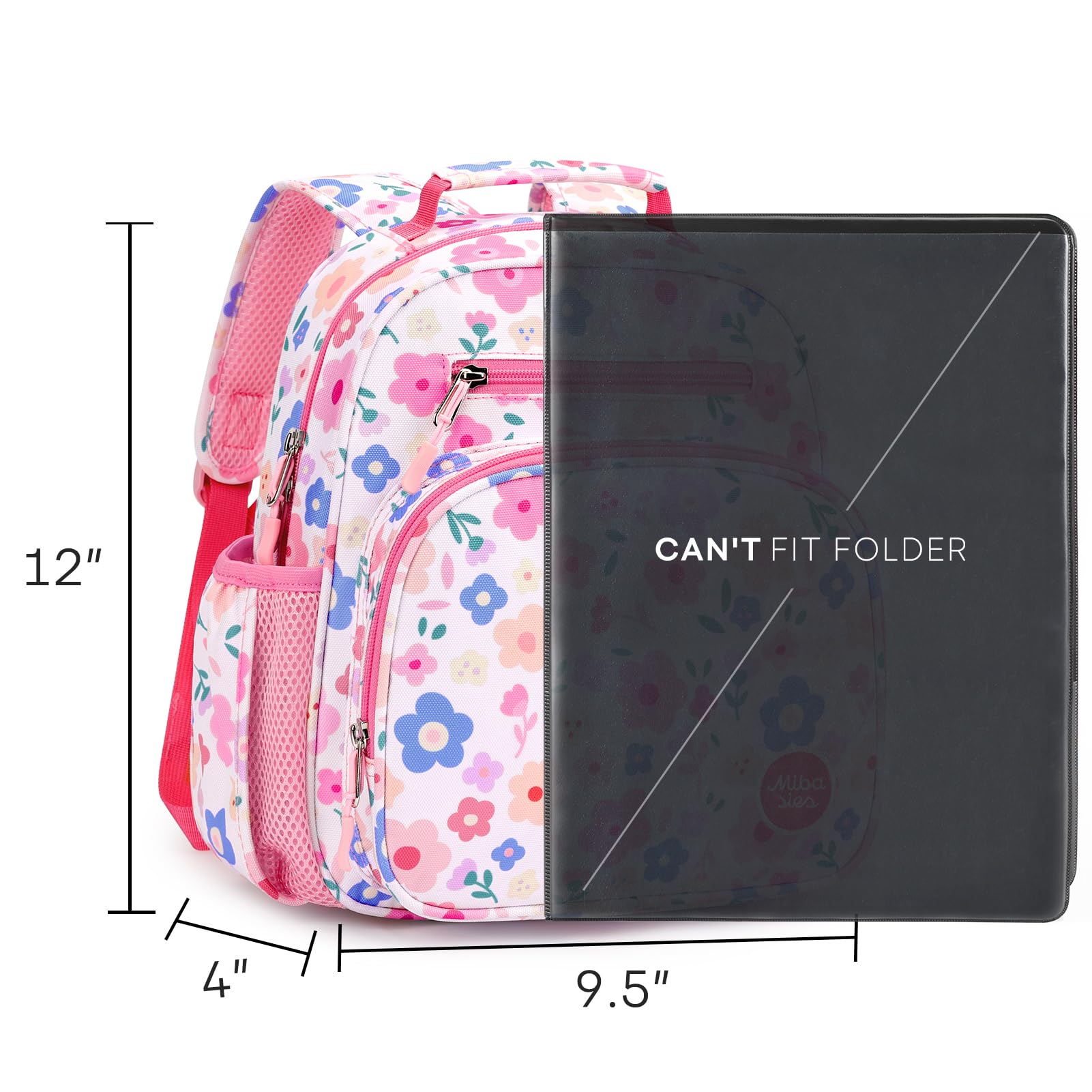 mibasies Kids Backpack for Girls: Girls Backpack 5-8 - Kindergarten Elementary School Bookbag for Girl - Flower Pink