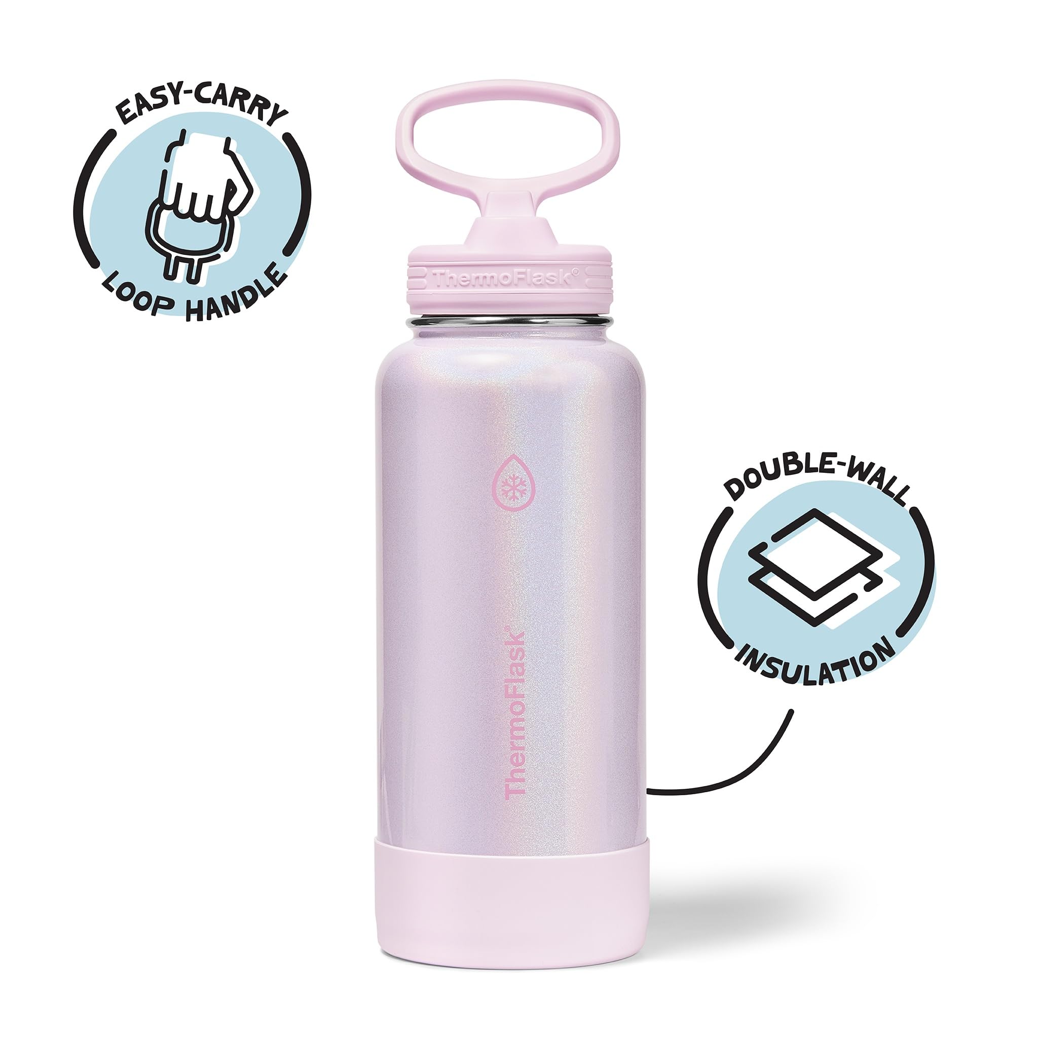 ThermoFlask Insulated Water Bottle with Straw Lid (24 oz, Purple Sunset) - Leakproof, Stainless Steel Water Bottle for Cold & Hot Drinks, Travel & Daily Hydration