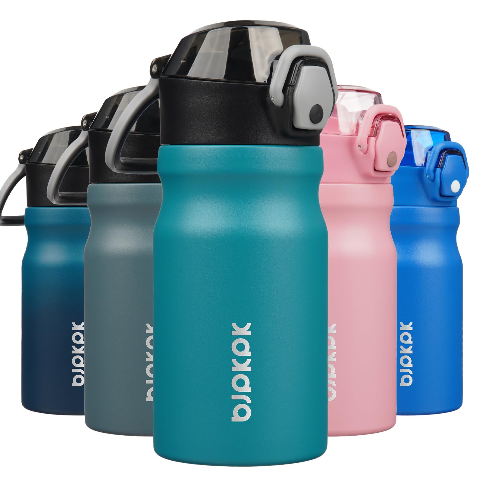 BJPKPK Insulated Water Bottle 18oz Stainless Steel Water Bottles with Straw and Carry Handle Double Wall Metal Thermal Flask,Light Blue Leopard