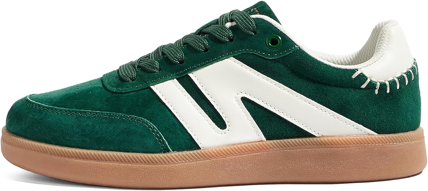 LUCKY STEP Women Classic Retro Gum Sole Fashion Sneakers Casual Tennis Skate Shoe Genuine Leather Walking Footwear Anti Slip Trainers