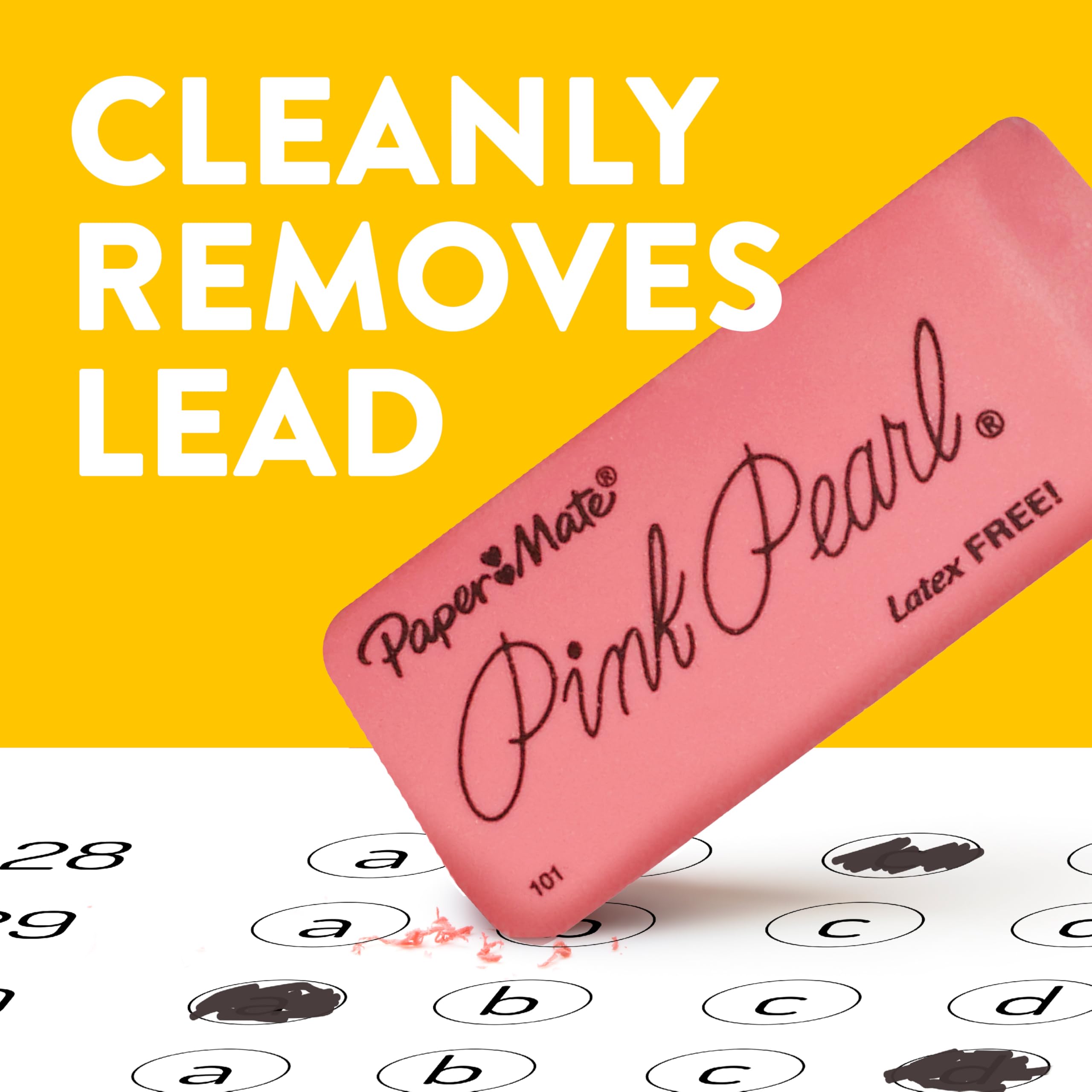 Paper Mate Erasers, Pink Pearl, 12 Count - Latex Free and Smudge Resistant, Back to School, Teacher Supplies