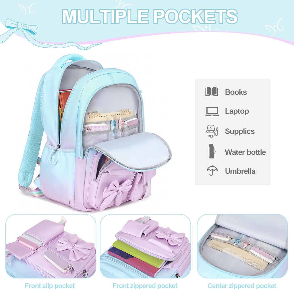 DIGOBAY Backpack for Girls, 3PCS Girls Backpack for School with Lunch Bag Pencil Case, Cute Kids Teens Bookbag for Kindergarten Elementary Preschool Middle School (Pink)