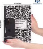 4 Pack - EPI Marble Hardcover Wide Ruled Composition Notebook | 200 Pages (100 Sheets), 9.75 x 7.5 in, Sturdy Sewn Binding | School, Office, Journaling, Notes