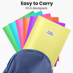 Sooez 6Pack Folders with Pockets, Pastels Colors, Heavy Duty Pocket Folder, Plastic Folders with Pockets, 2-Pocket Folder Bulk, Aesthetic File Folder, Back to School Office Filing Supplies