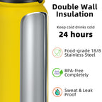 Fanhaw 20 Oz Kids Insulated Stainless Steel Water Bottle with Straw Lid, Leakproof & Anti-Dust Everyday Use Bottle for School, Women & Men, Back to School Essentials (Black)