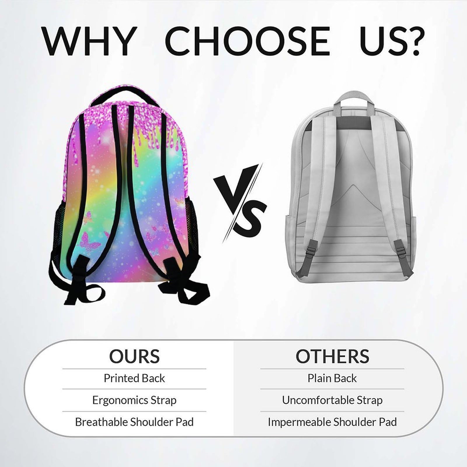 Unicorn Backpack for Girls Custom School Bookbag with Name - Personalized Toddler Schoolbag with Rainbow for Preschool Kindergarten Elementary (17 Inch)