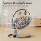 Baby Swings for Infants, Monamii Baby Swing, Bluetooth Infant Swing with Music Speaker, 5 Speeds and Remote Control, Indoor & Outdoor Use (Beige)