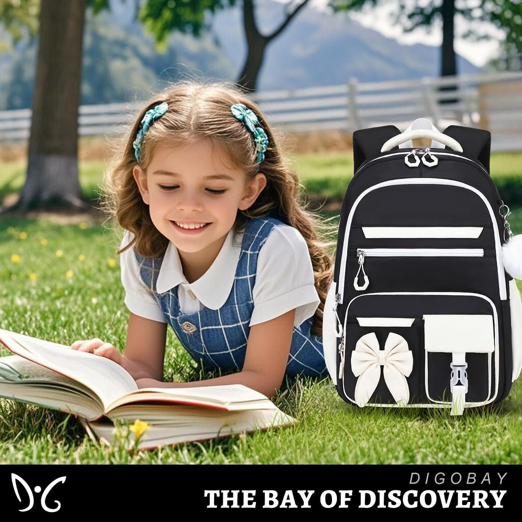 DIGOBAY Backpack for Girls, 3PCS Girls Backpack for School with Lunch Bag Pencil Case, Cute Kids Teens Bookbag for Kindergarten Elementary Preschool Middle School (Pink)