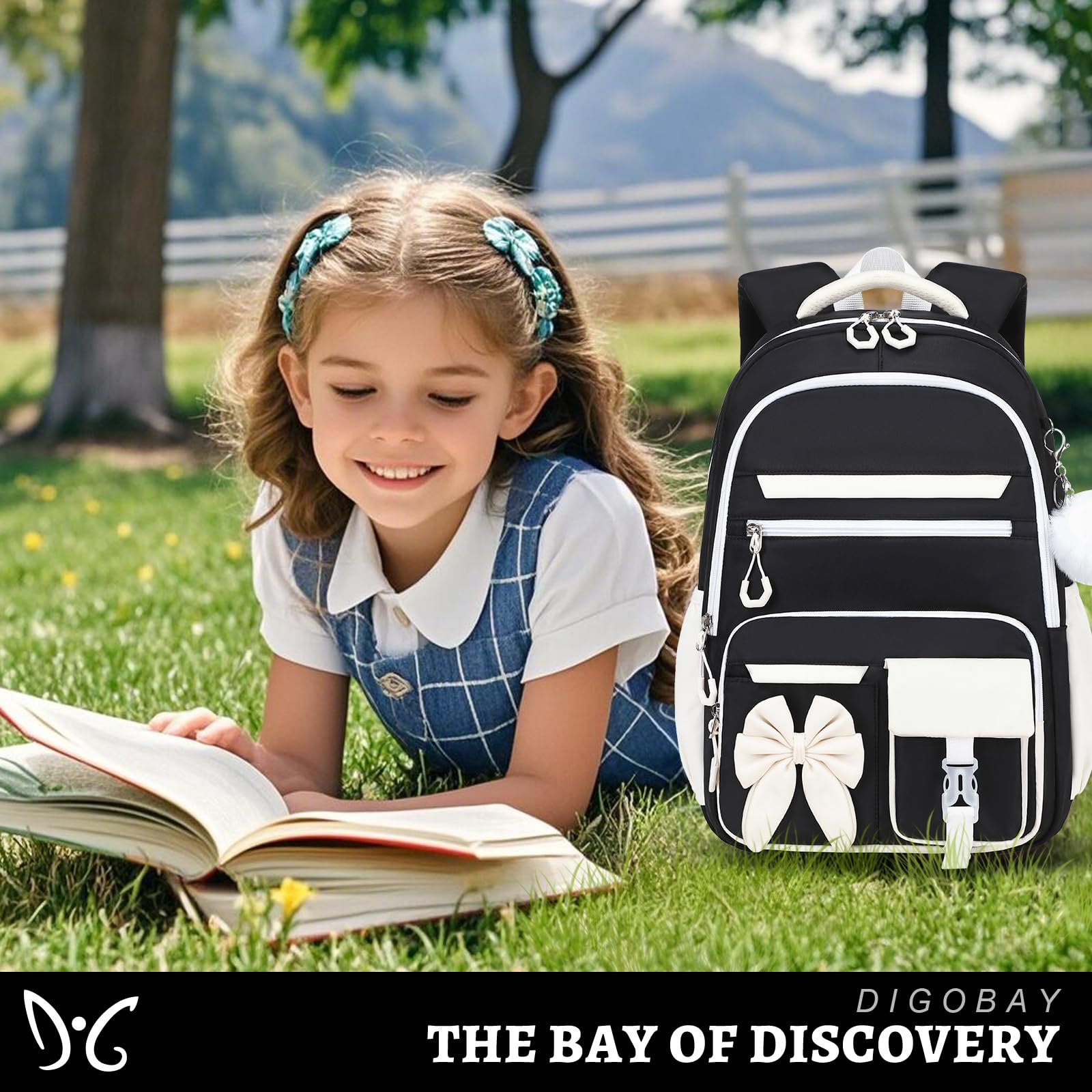 DIGOBAY Backpack for Girls, 3PCS Girls Backpack for School with Lunch Bag Pencil Case, Cute Kids Teens Bookbag for Kindergarten Elementary Preschool Middle School (Pink)
