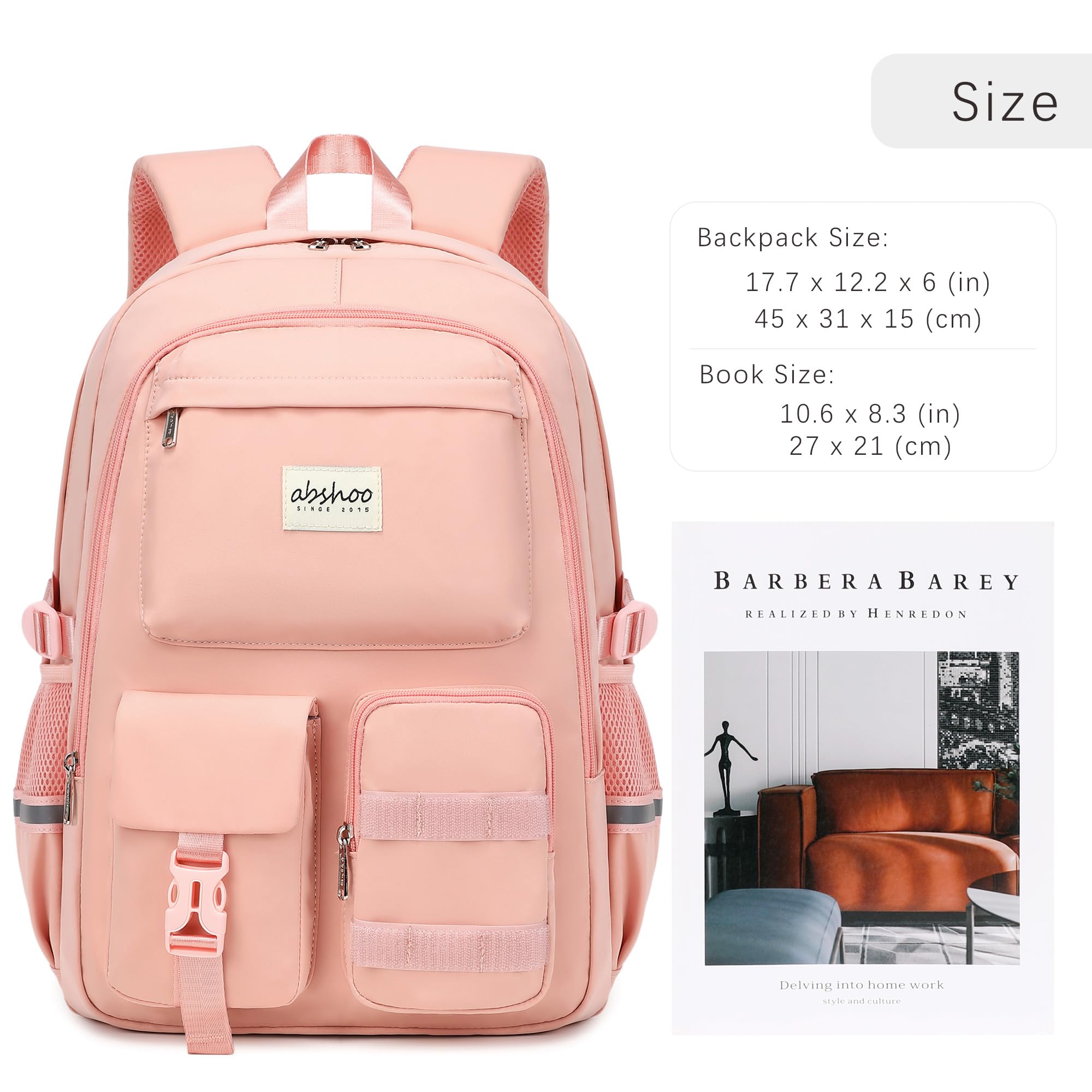 abshoo Big Student Laptop Backpack For College Women Middle High School Teen Girls Bookbag Travel Daypack (Black) | For College