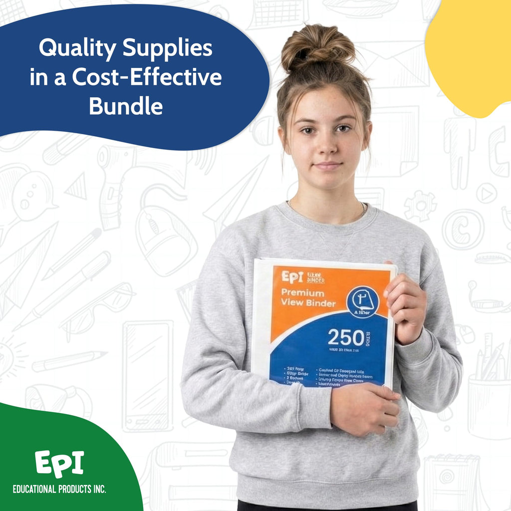 EPI Essentials Back to School Supplies for Kids 6th-12th Grade – 51 Items in Kit – Middle to High School Supply Packs – College-Ruled Bundle with Composition Notebooks – Suitable for Homeschooling