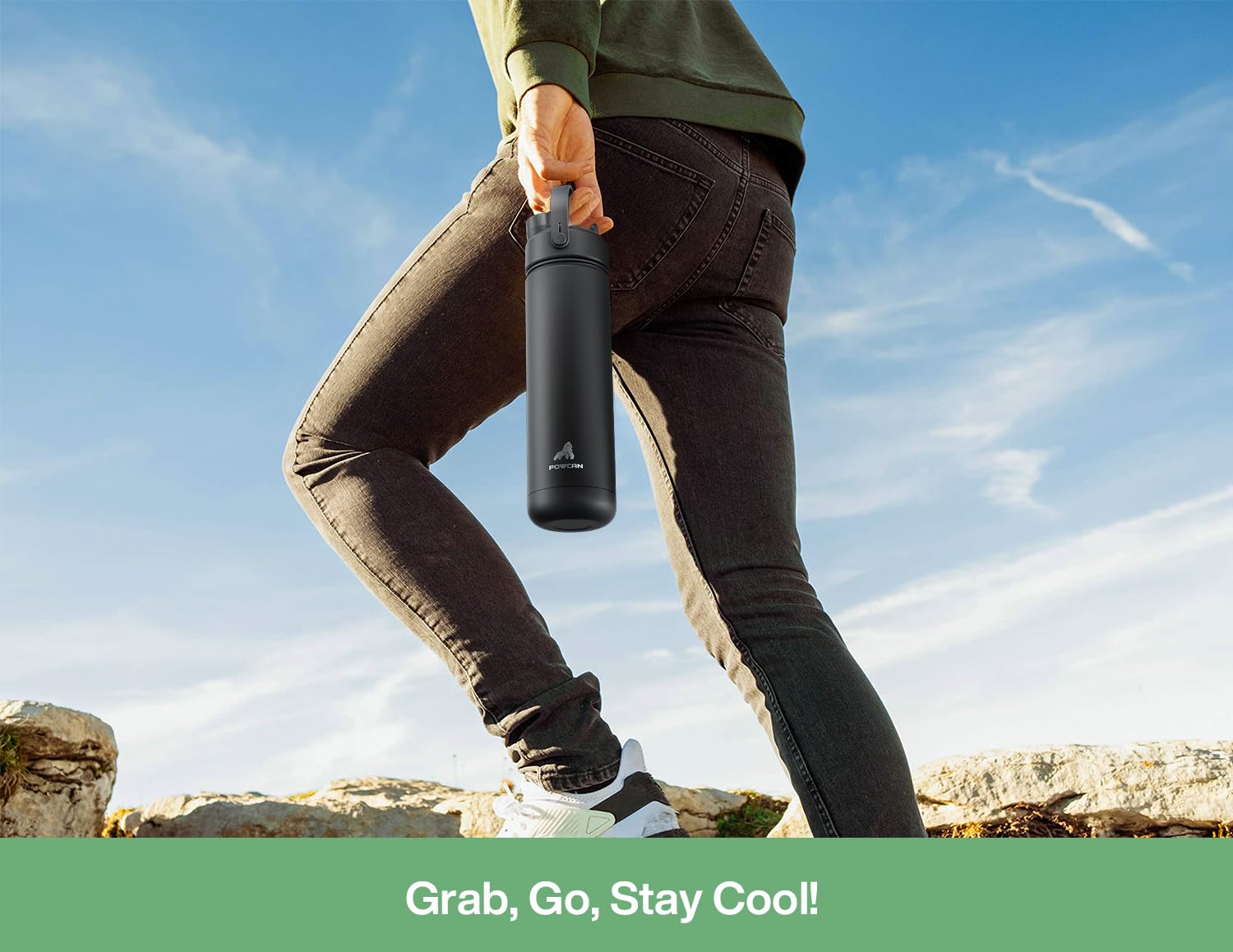POWCAN 26 oz Insulated Water Bottle with 2-in-1 Straw and Spout Lid, Keep Cold 24H, Leak-Proof, Fits in Car Cup Holder, Stainless Steel Water Bottle for Sports, Travel, and School (Cotton Candy)
