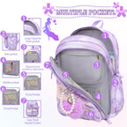 Lovely Girls Backpack School Bag for Students Kids Book Bag with Multiple Pockets Splash-proof Children's Backpack（17inch Pink）