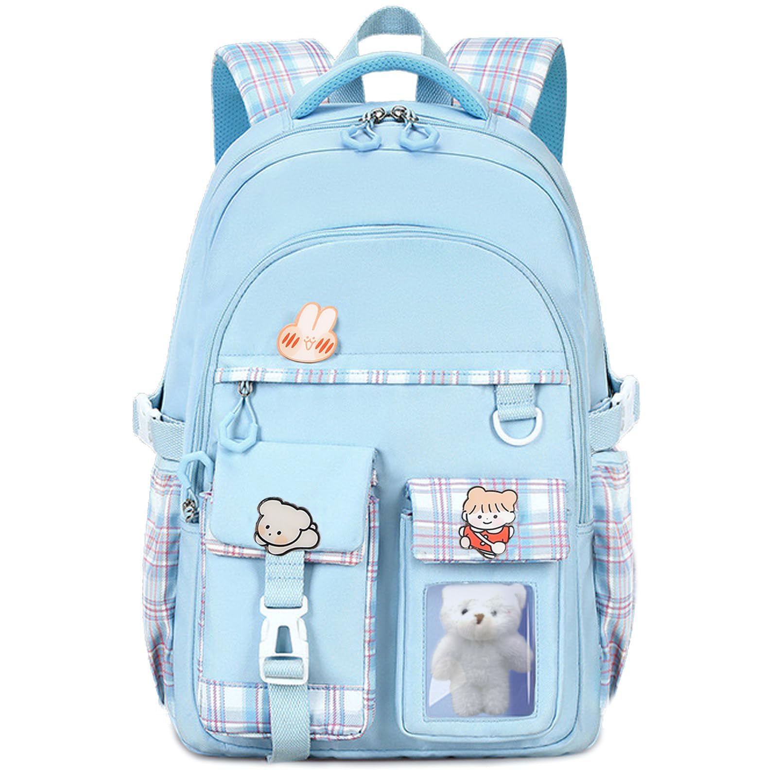 PRLINJSK Girls Backpack，Cute School Backpack for Girls Kids Teens，Kawaii Bookbag for Primary Elementary，Purple
