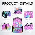 Unicorn Backpack for Girls Custom School Bookbag with Name - Personalized Toddler Schoolbag with Rainbow for Preschool Kindergarten Elementary (17 Inch)