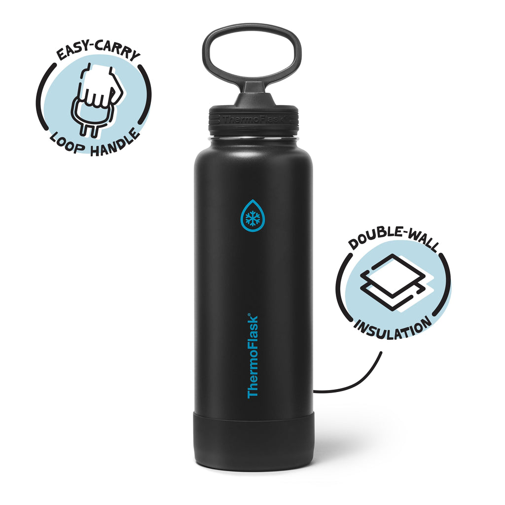 ThermoFlask Insulated Water Bottle with Straw Lid (24 oz, Purple Sunset) - Leakproof, Stainless Steel Water Bottle for Cold & Hot Drinks, Travel & Daily Hydration