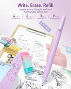 Four Candies 39 PCS Aesthetic Stationery Set with Cute Pen Case, College Supplies and Nursing Essentials, 12 Pastel Highlighters, 5 Black Gel Pens, 6 Mechanical Pencils, Pink