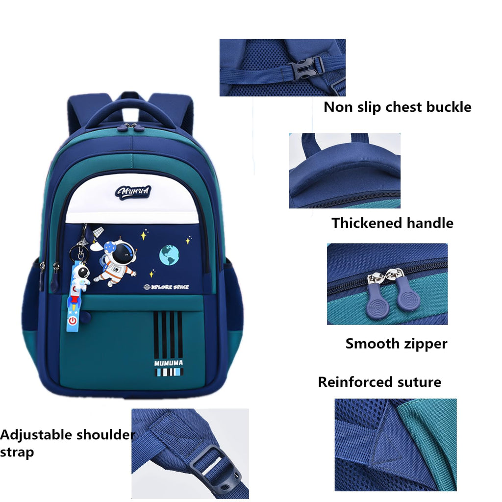 ZHANAO Boys Backpack Astronaut Sports Kids Backpack Space Schoolbag for Girls&Boys Elementary Student Bookbag