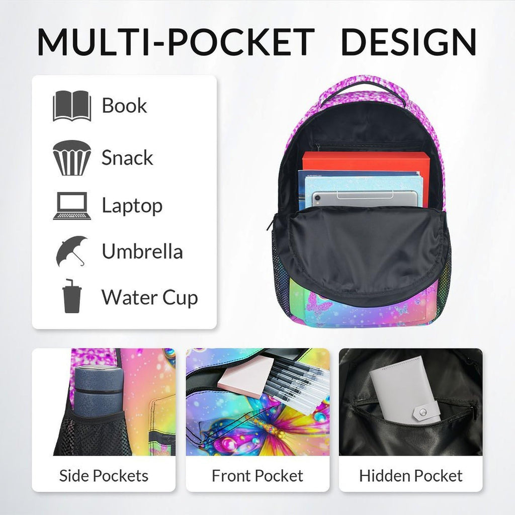 Unicorn Backpack for Girls Custom School Bookbag with Name - Personalized Toddler Schoolbag with Rainbow for Preschool Kindergarten Elementary (17 Inch)
