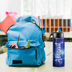 Back to School, Personalized Insulated Water Bottle for Kids 18oz Custom Name Stainless Steel Sports Water Bottles with Straw Lid Gifts for girls Boys woman man School Sports