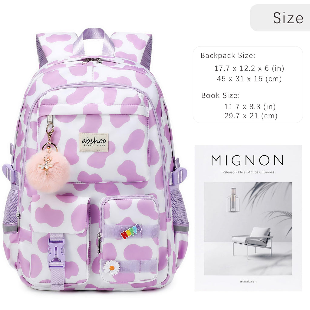 abshoo Big Student Laptop Backpack For College Women Middle High School Teen Girls Bookbag Travel Daypack (Black) | For College
