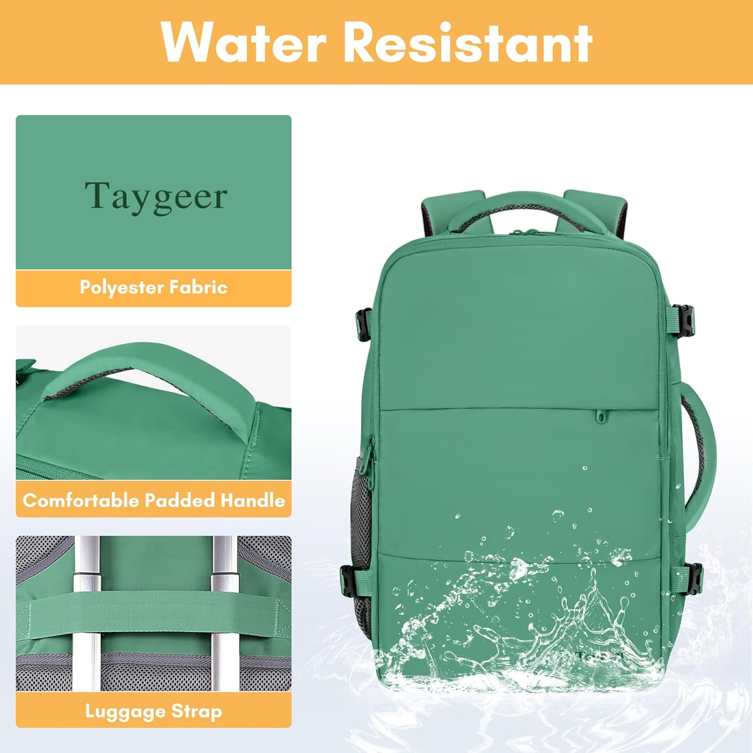 Taygeer Travel Laptop Backpack for Men Women, Airplane Approved Travel Backpack Suitcase with Water Bottle Pocket, Lightweight College 35l Luggage Bag 15.6inch Laptop Mochila Gifts for Business,Black
