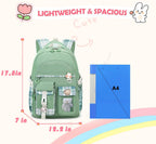 PRLINJSK Girls Backpack，Cute School Backpack for Girls Kids Teens，Kawaii Bookbag for Primary Elementary，Purple