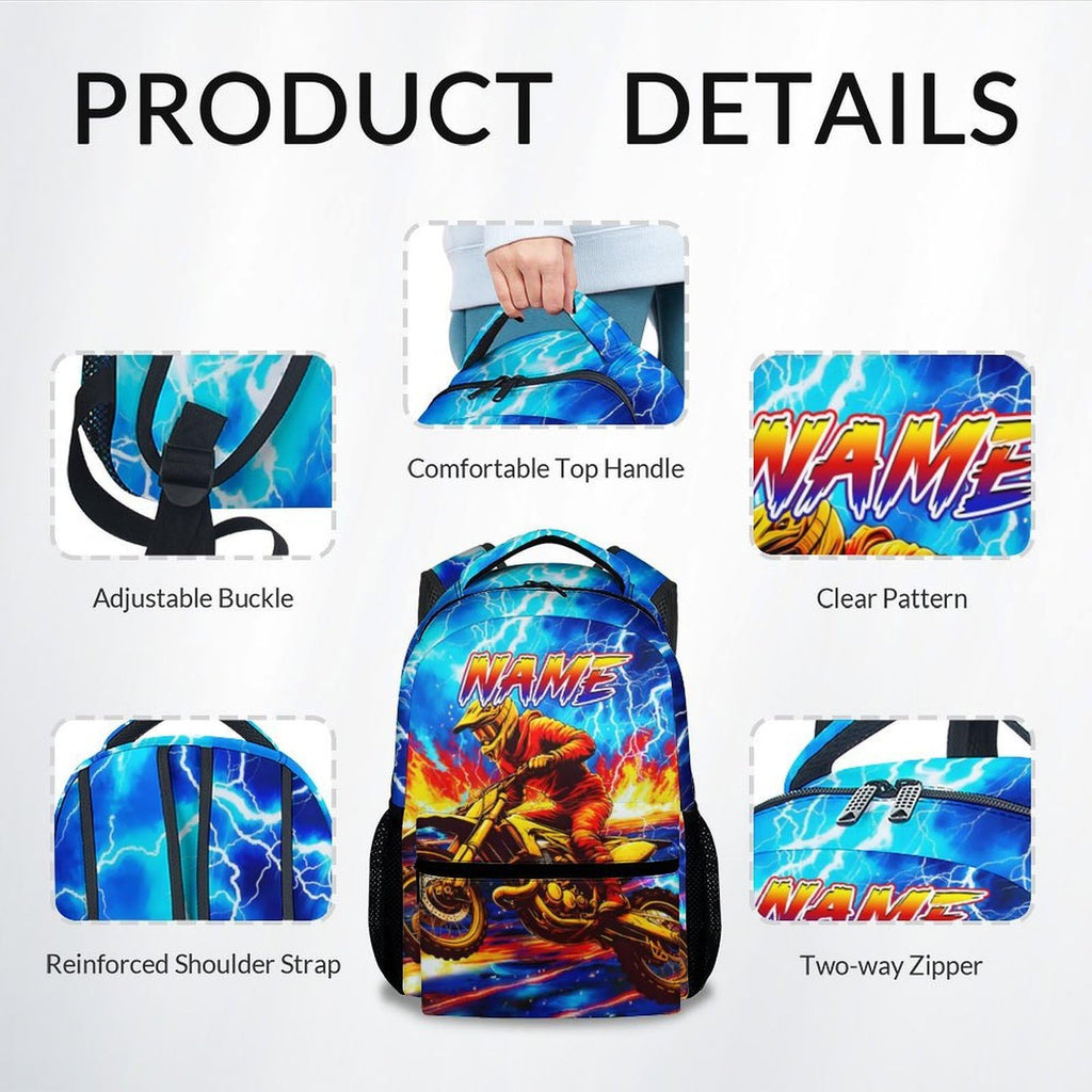 Dinosaur Backpack for Kids Personalized Boys Truck Bookbag with Name - 17 Inch Toddler School Bag with Padded Straps for Preschool Kindergarten Elementary