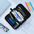 Game Controller Pencil Case for Boys Kids Teens, Large Capacity Pencil Pouch with 3 Compartments, 7 Pockets and Label Pocket for School College Office Travel (Red & Blue)