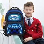 School Backpack for Boys - Gamer Boys Backpack for Kids Children Teens Elementary Middle School - 17″ Video Game Bookbag Travel Back Pack for Age 6-18