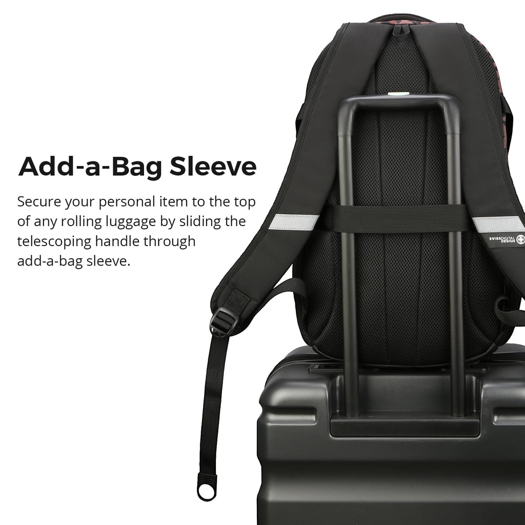 Swissdigital Design Laptop Backpack with USB Charging Port, Travel Backpack Fits 15.6 inches Computer, 31L College School Backpack for Men, Black | SD803-01